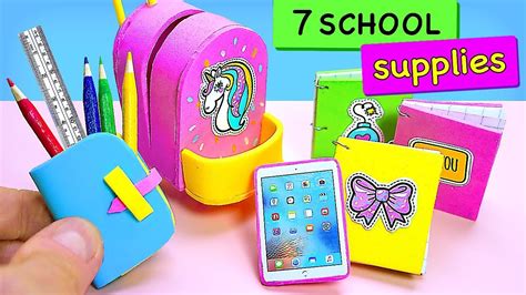 7 DIY Miniature School Supplies - YouTube