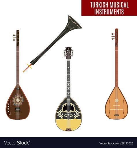 Traditional turkish musical instruments set Vector Image