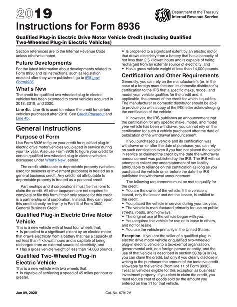 Download Instructions for IRS Form 8936 Qualified Plug-In Electric Drive Motor Vehicle Credit ...