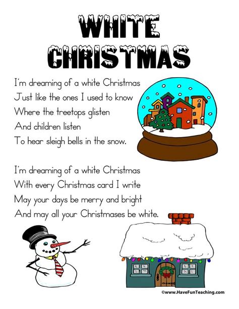 Christmas Worksheets - Have Fun Teaching | Christmas lyrics, Christmas ...