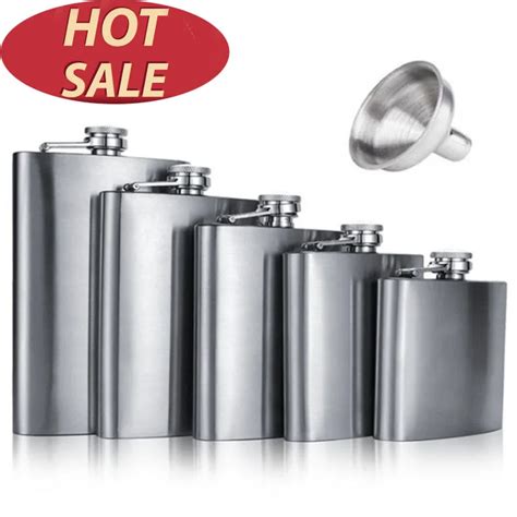 4 5 6 7 8 9 10 18 OZ Stainless Steel Hip Flask with Funnel Liquor Whisky Outdoor Portable Pocket ...