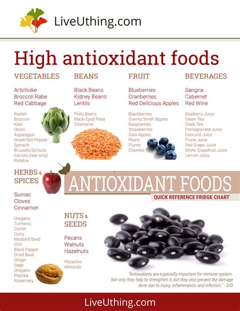 High Antioxidant Foods – Chart – Live Uthing