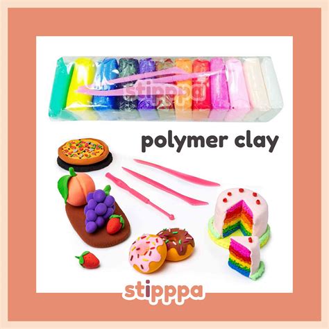 OEM POLYMER CLAY SOFT CLAY 1 SET ISI 12 PCS + ALAT PEMBENTUK WARNA / STIPPPA STIPPA STIPA Promo ...