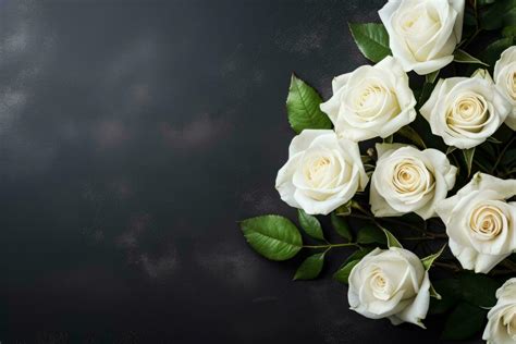 Funeral white roses on dark background with copy space 27844422 Stock Photo at Vecteezy