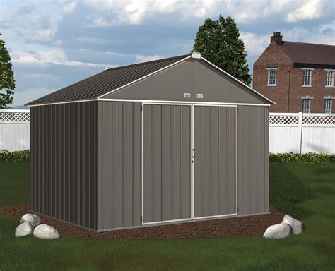 Arrow EZ10872HVCCCR 10' x 8' EZEE Shed Galvanized Steel Storage, Extra High Gable - Charcoal