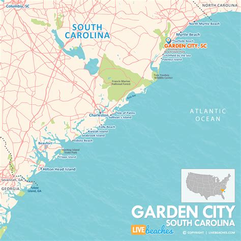 Map of Garden City, South Carolina - Live Beaches