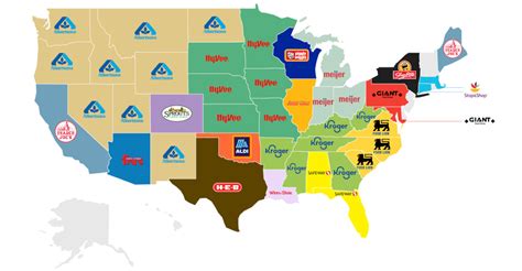 A US Map Of The Most Popular Grocery Store Chain In Each State - borninspace