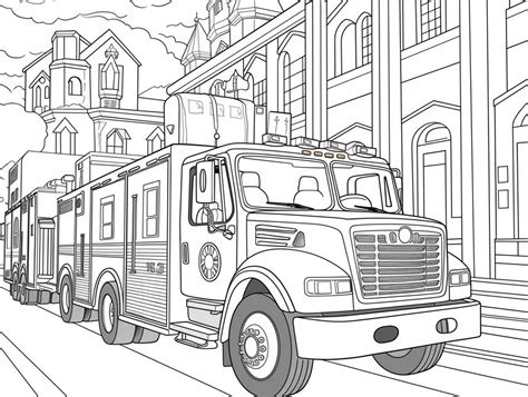 Coloring Sheet Featuring Emergency Vehicles - Coloring Page