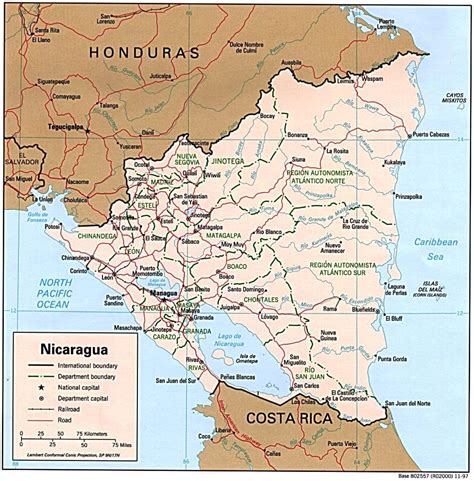 Nicaragua Political Map Cities