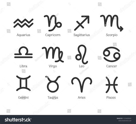 Zodiac Signs Set Isolated On White Stock Vector (Royalty Free ...