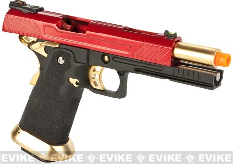 AW Custom Hi-Capa Competition Grade Gas Blowback Airsoft Pistol (Color: Red / Gold), Airsoft ...