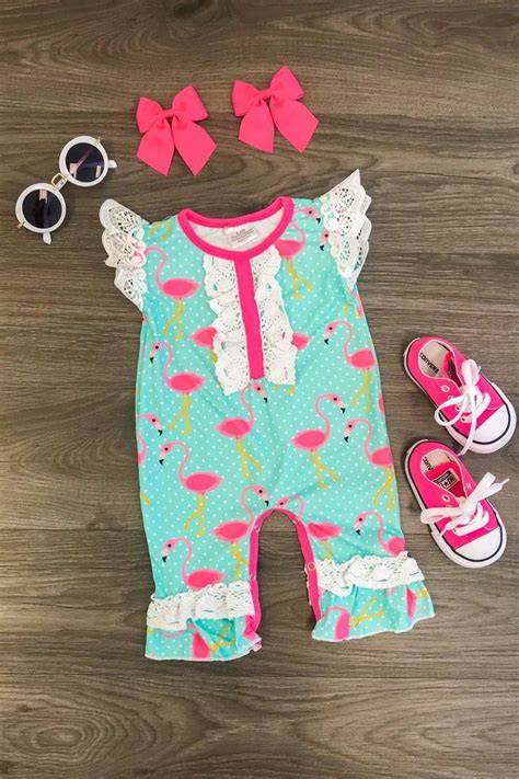 #SparkleInPink - Mint Flamingo Romper | Baby girl clothes, Kids outfits ...