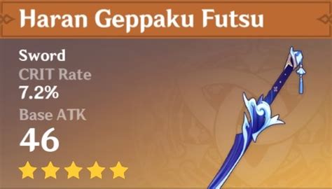 Haran Geppaku Futsu - Sword Stats, Passive, and Materials - Genshin DB