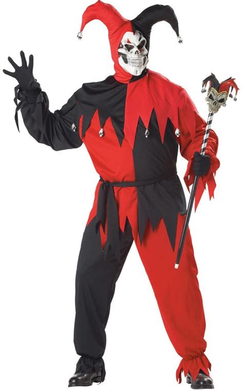 evil jester black / red costume - plus size