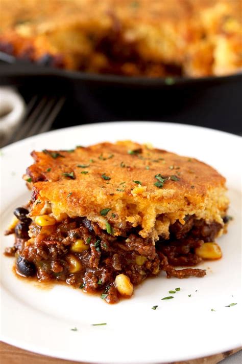 Tamale Pie with Brown Butter Cornbread Topping | Lemon Blossoms