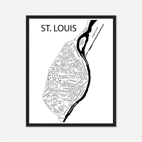 St Louis Neighborhoods Map Print, Personalized Gift for Mom, Custom Gift for Dad, Cardinals Art ...