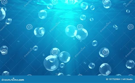 Air Water Bubbles Slow Motion Underwater Coming Up Blue 4K 3D Green Screen Loop Animation. Stock ...