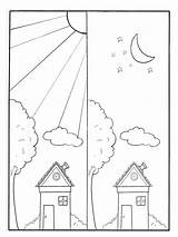 Day And night coloring pages sketch template