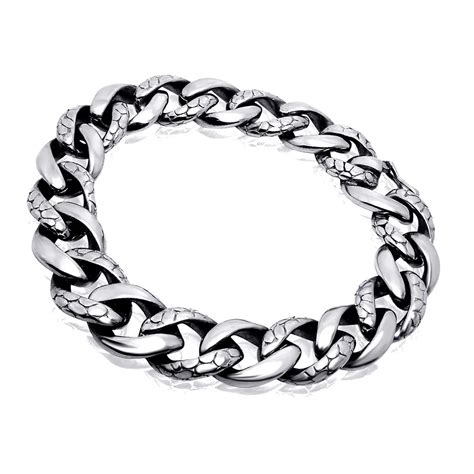 Fashion jewelry titanium steel bracelet, Titanium steel accessories, snake grain retro titanium ...