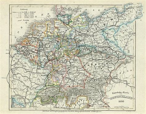 Old and antique prints and maps: Germany, 1860, Germany, antique maps