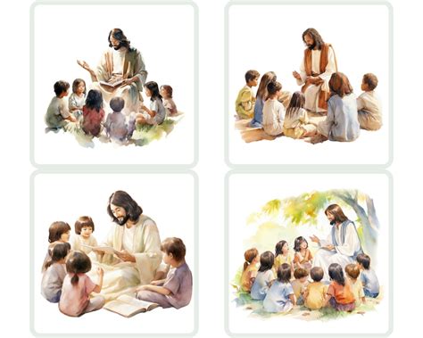 Jesus With Children PNG Set 2 Watercolor Clipart Christian PNG - Etsy