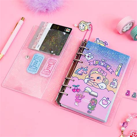 Kawaii DIY Agendas Notebook A6 Binder Korean Spiral Diary Planner ...