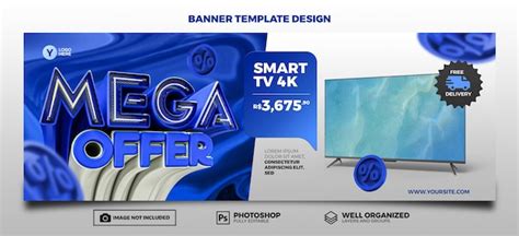 Psd banner mega offer 3d render carimbo design de modelo de mídia ...