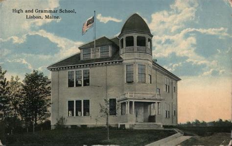 High and Grammar School Lisbon, ME Postcard