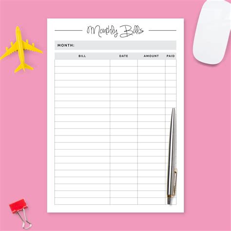 Printable Bill Tracker Free - FREE PRINTABLE TEMPLATES