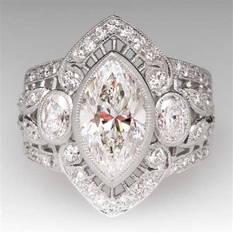 2+Carat+G+/+VS1+Marquise+Diamond+Wide+Band+Platinum+Ring | Jewelry, Diamond, Beautiful jewelry