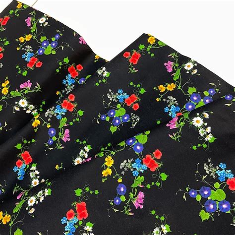 Black Floral Fabric - Etsy