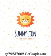 25 Vector Cartoon Lion Head Logo Flat Logotype Clip Art | Royalty Free - GoGraph