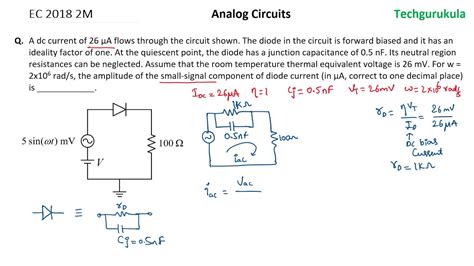 AC: EC GATE 2018 2M - Diode small signal analysis - YouTube