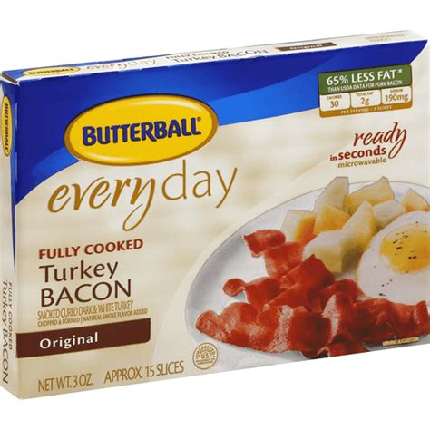 Butterball® Original Fully Cooked Turkey Bacon 3 oz. Box | Buehler's