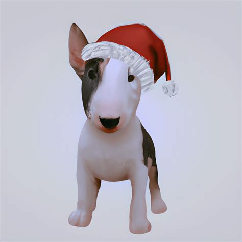 Happy Baby Bull Terrier with Christmas Hat · Creative Fabrica