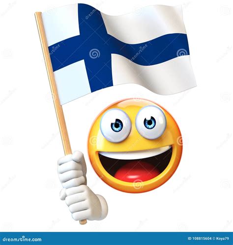 Emoji Que Sostiene La Bandera De Finlandia Stock de ilustración ...