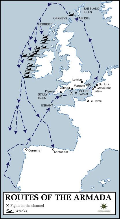 Route Map of the Spanish Armada (Illustration) - World History Encyclopedia