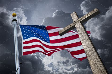 American flag with a christian cross | Abstract Stock Photos ~ Creative ...