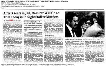 Richard Ramirez to stand trial today : Los Angeles Times : Free ...