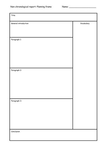 Non-chronological report planning frame | Teaching Resources