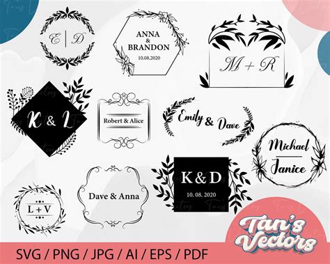 Wedding Monogram Svg Bundle Monogram Svg Split Monogram Svg Wedding ...