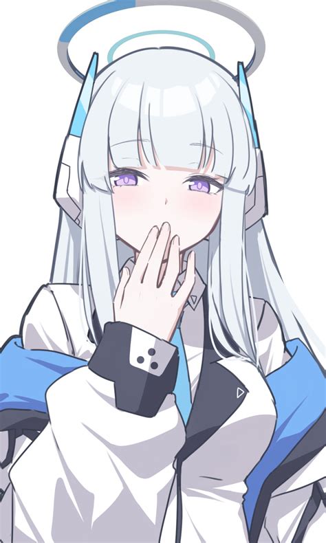 Safebooru - 1girl absurdres blue archive grey hair halo highres jacket long hair long sleeves ...