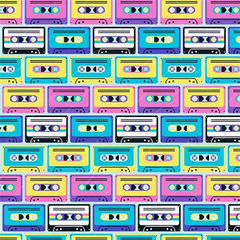 Premium Vector | Retro 80s cassette pixel art pattern