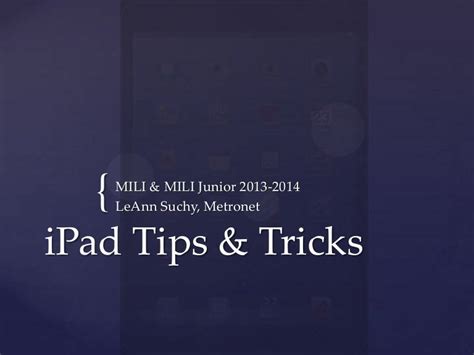 Basic iPad Tips & Tricks