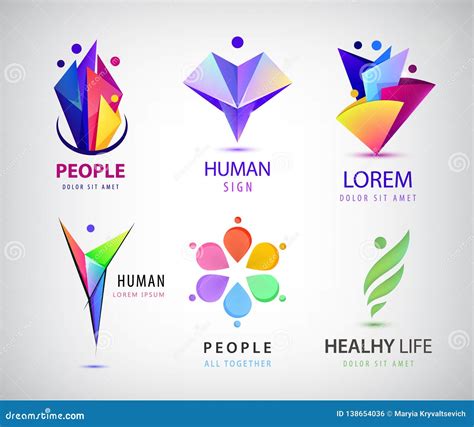 Vector Set of Human, People Group Logos. Family, Business Teamwork, Friendship Concept Stock ...