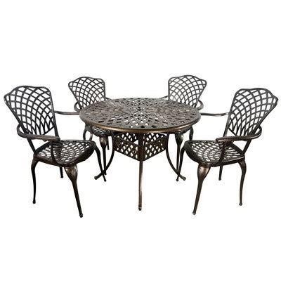 Kinger Home 5-piece Outdoor Patio Dining Set For 4, Cast Aluminum Patio ...