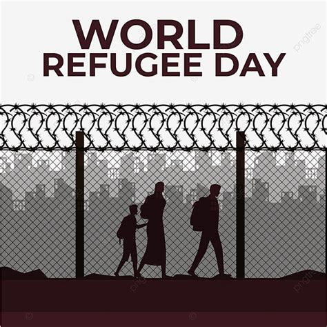 Refugees Silhouette Vector PNG, Flat World Refugee Day Illustration Free Vector, Design, World ...