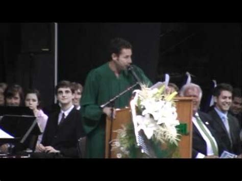 Adam Sandler giving a speech at his Central High School, Manchester, NH where he lived and ...