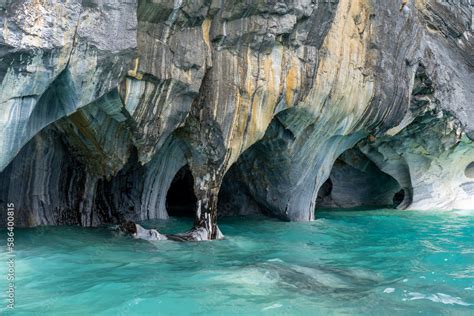 Marble Caves on Lake General Carrera, Patagonia, Chile. Marble Caves are naturally sculpted ...