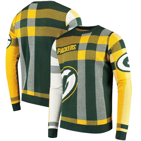 Green Bay Packers Green Plaid Sweater